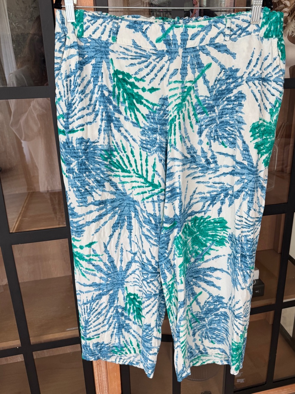 Dash wide leg pants palm print resortwear cropped tropical mid rise